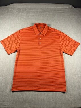 Nike Golf Large Men's Orange Striped Golf Polo